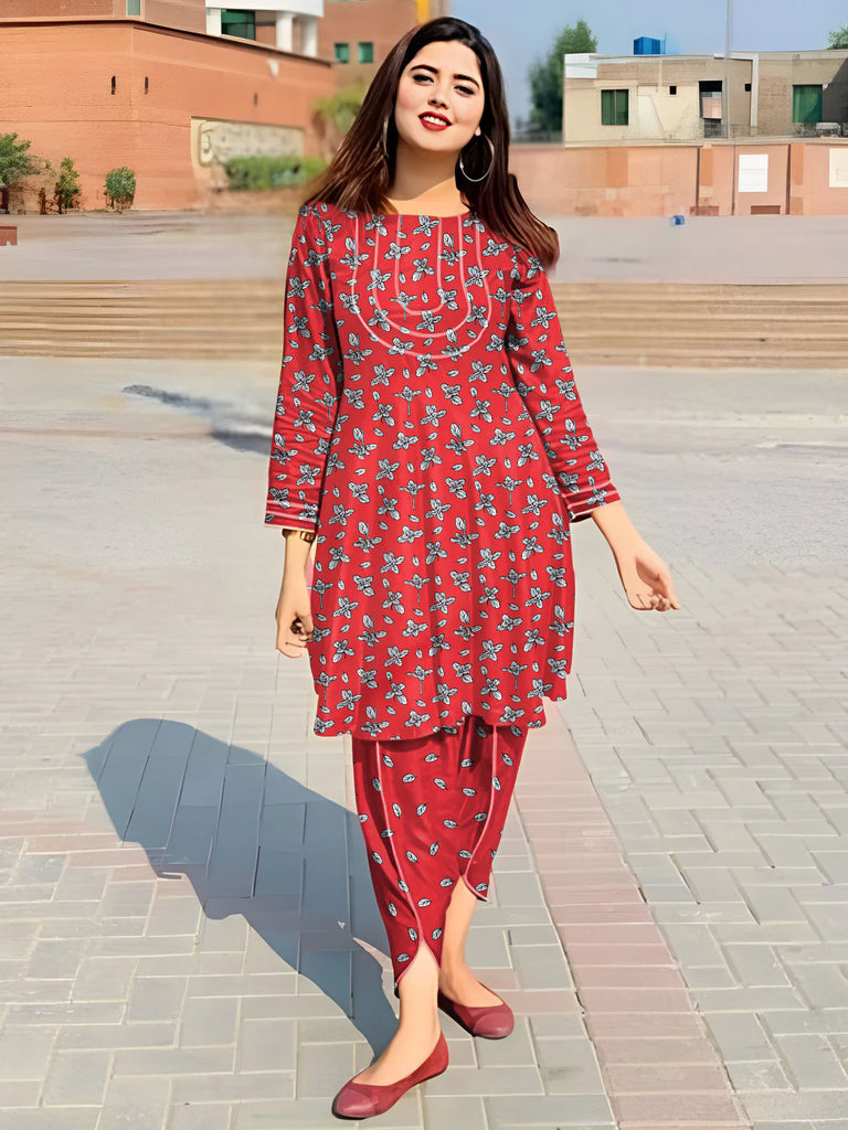 2 Piece – Cotton Digital Print Suit ( Design LS40)